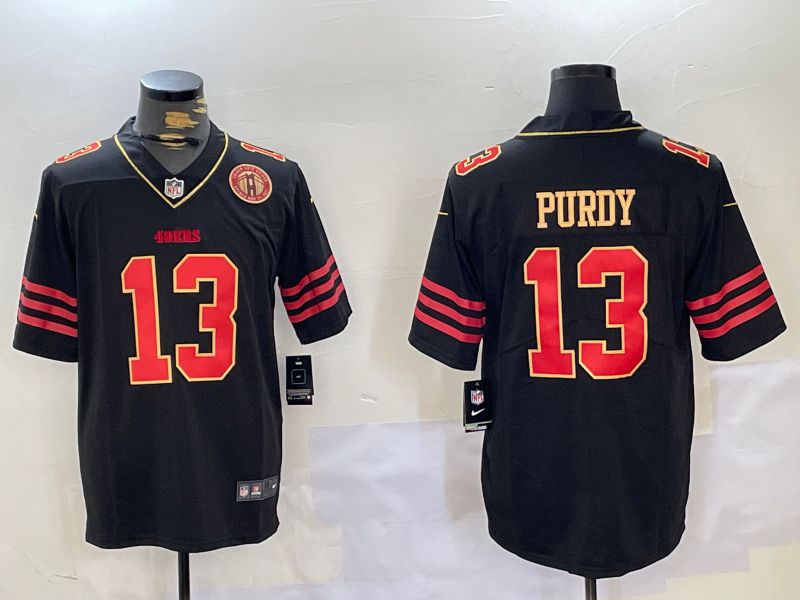 Men San Francisco 49ers #13 Purdy Black Gold 2024 Nike Vapor Limited NFL Jersey style 1027